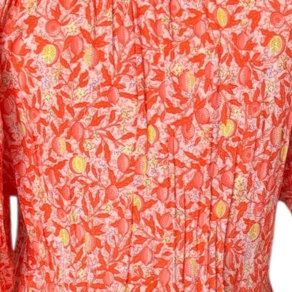 Poupette St. Barth Bonne V-Neck Dress in Orange & Yellow Fruit Print Size Medium